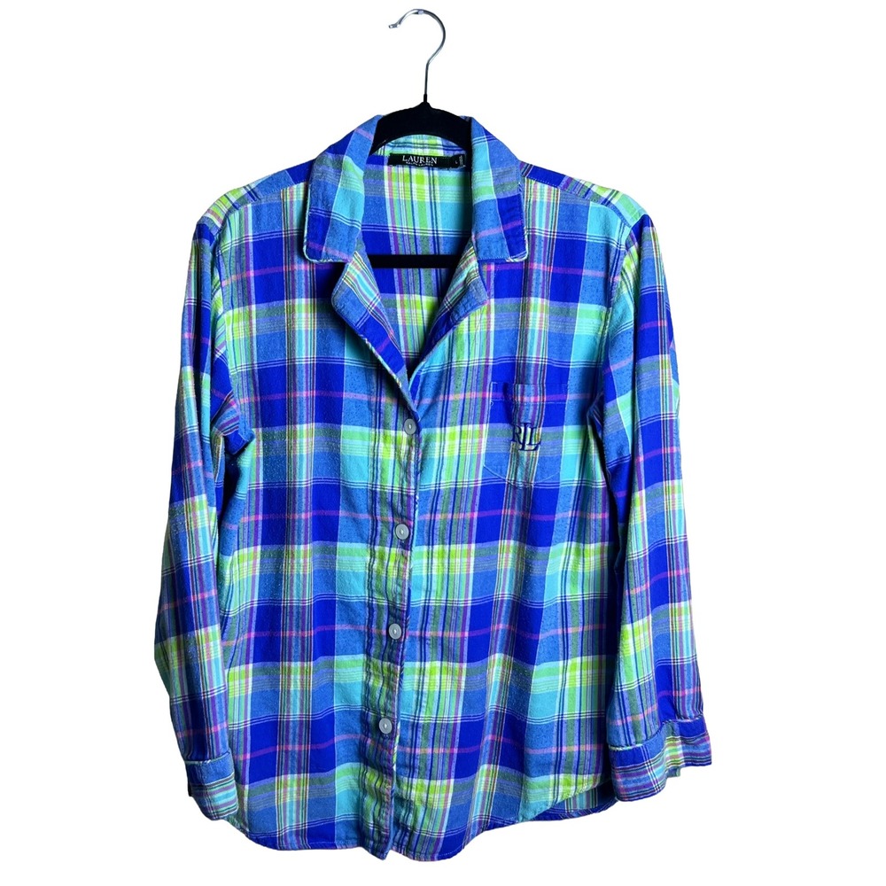 Lauren Ralph Lauren Plaid Pajama Top 2010s Women's Preppy Coastal Sleepwear